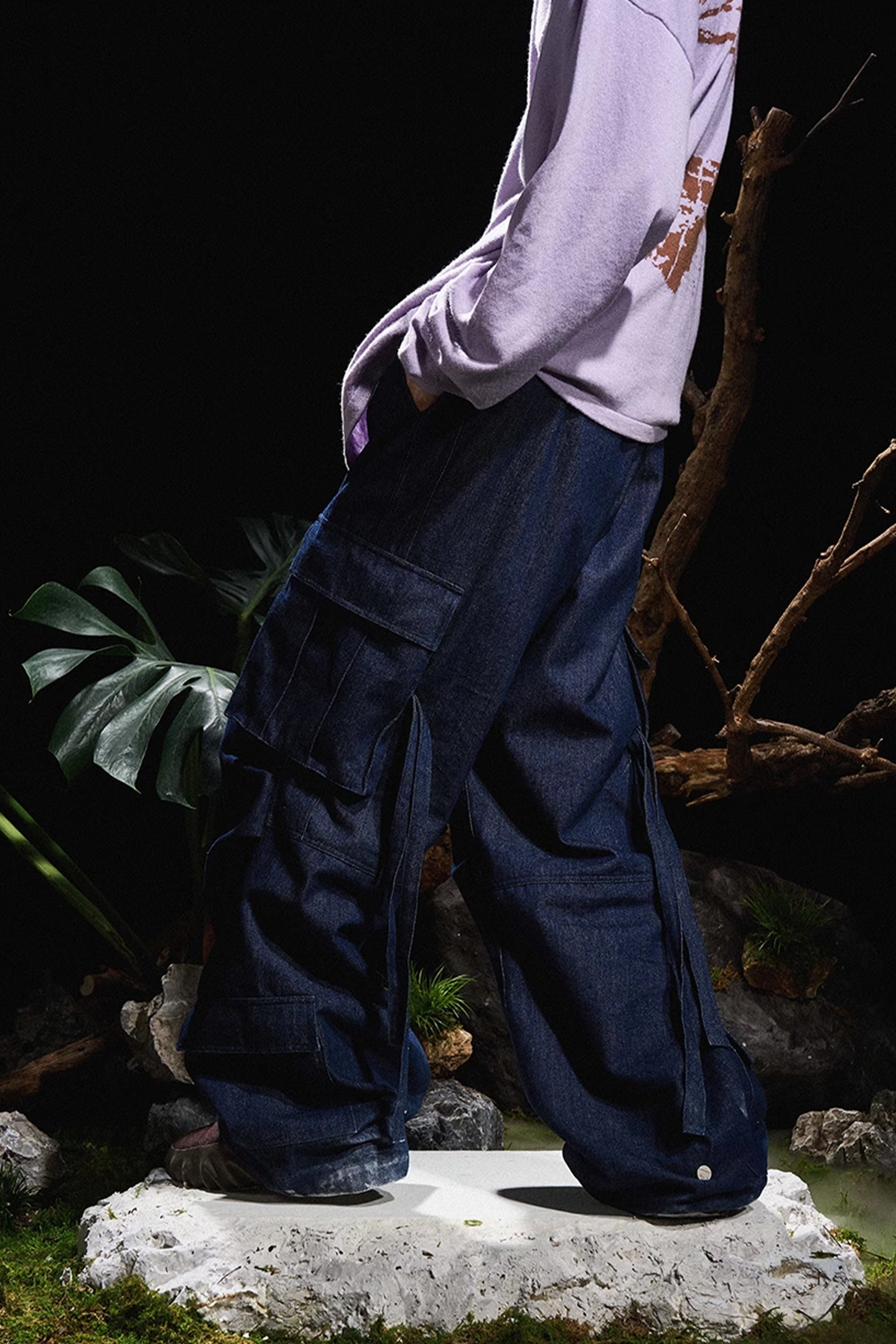 RELABEL丨Washed Silhouette Pleated Ribbon Jeans - PSYLOS 1, RELABEL丨Washed Silhouette Pleated Ribbon Jeans, Pants, RELABEL, PSYLOS 1
